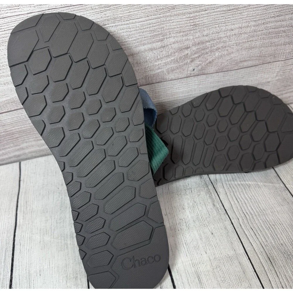Chaco Mens Lowdown Strappy Sport Sandals Blue Green Polyester Size 10